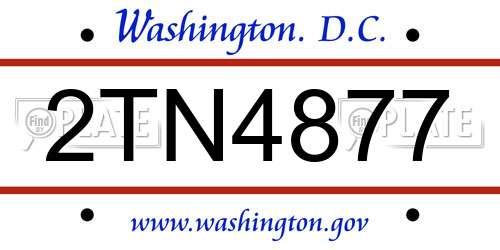 2TN4877 District Of Columbia License Plate