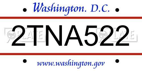 2TNA522 District Of Columbia License Plate