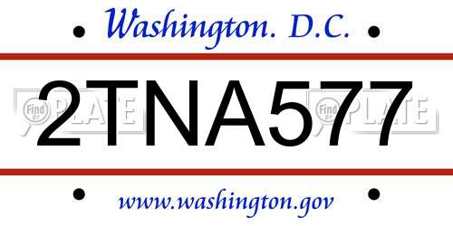 2TNA577 District Of Columbia License Plate