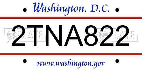 2TNA822 District Of Columbia License Plate