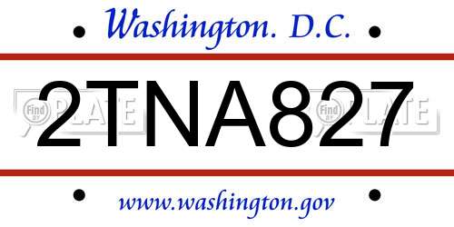 2TNA827 District Of Columbia License Plate