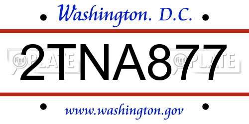 2TNA877 District Of Columbia License Plate