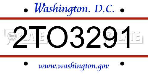 2TO3291 District Of Columbia License Plate