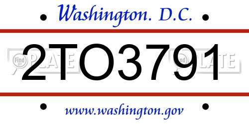 2TO3791 District Of Columbia License Plate