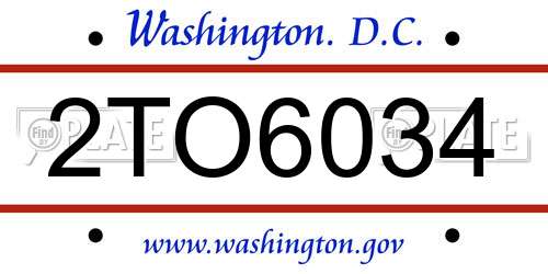2TO6034 District Of Columbia License Plate