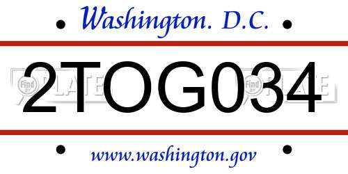 2TOG034 District Of Columbia License Plate