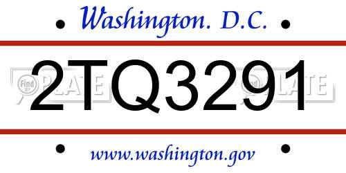 2TQ3291 District Of Columbia License Plate