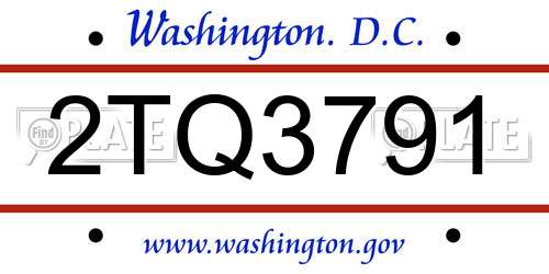 2TQ3791 District Of Columbia License Plate