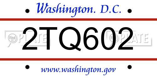 2TQ602 District Of Columbia License Plate