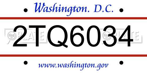 2TQ6034 District Of Columbia License Plate