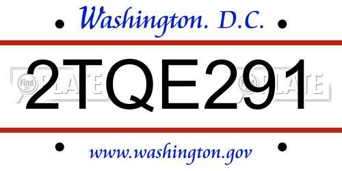 2TQE291 District Of Columbia License Plate