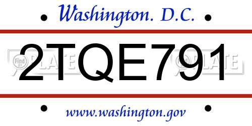 2TQE791 District Of Columbia License Plate