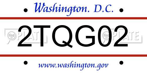 2TQG02 District Of Columbia License Plate