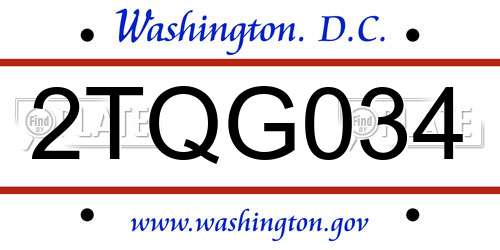 2TQG034 District Of Columbia License Plate