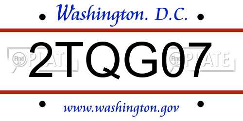 2TQG07 District Of Columbia License Plate
