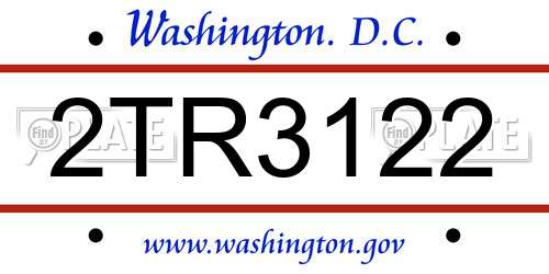 2TR3122 District Of Columbia License Plate