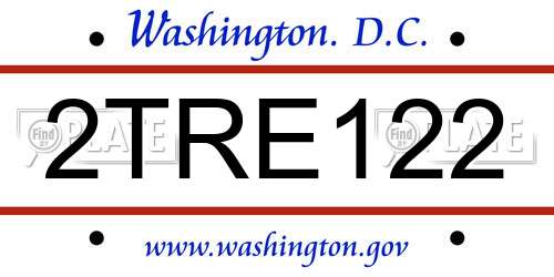 2TRE122 District Of Columbia License Plate