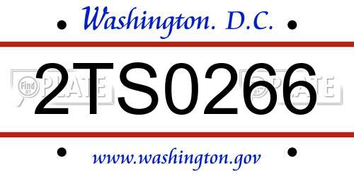 2TS0266 District Of Columbia License Plate