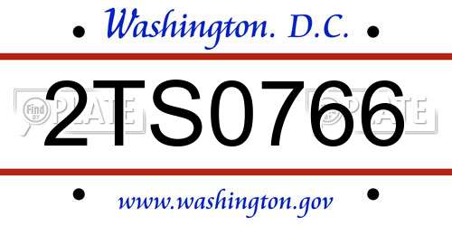 2TS0766 District Of Columbia License Plate