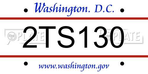 2TS130 District Of Columbia License Plate