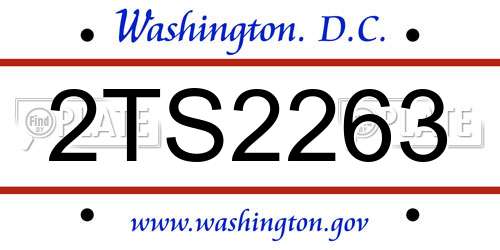 2TS2263 District Of Columbia License Plate
