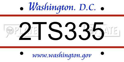 2TS335 District Of Columbia License Plate
