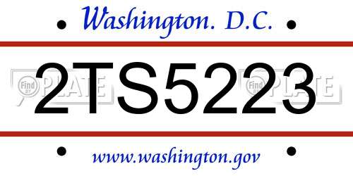 2TS5223 District Of Columbia License Plate