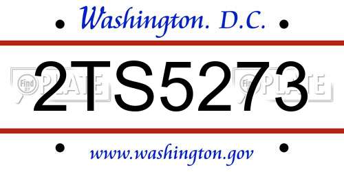 2TS5273 District Of Columbia License Plate