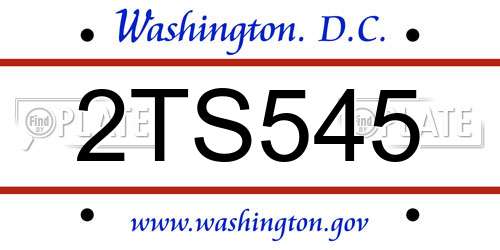2TS545 District Of Columbia License Plate