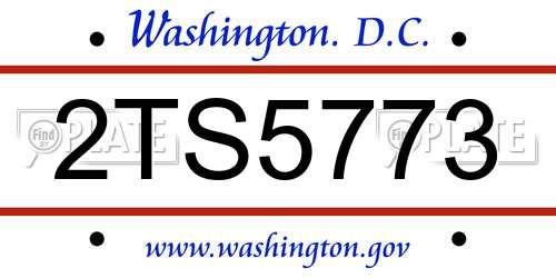 2TS5773 District Of Columbia License Plate