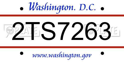 2TS7263 District Of Columbia License Plate
