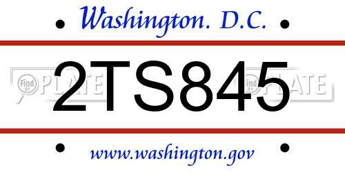 2TS845 District Of Columbia License Plate