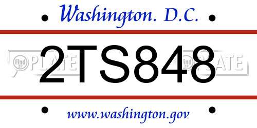 2TS848 District Of Columbia License Plate