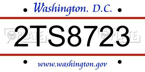 2TS8723 District Of Columbia License Plate