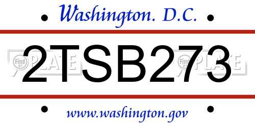 2TSB273 District Of Columbia License Plate