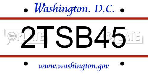 2TSB45 District Of Columbia License Plate