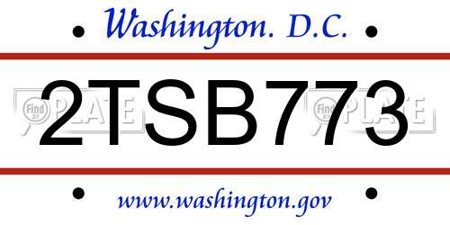 2TSB773 District Of Columbia License Plate