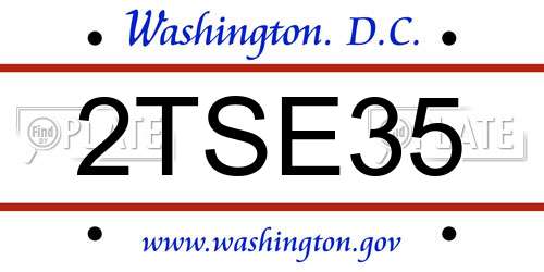 2TSE35 District Of Columbia License Plate