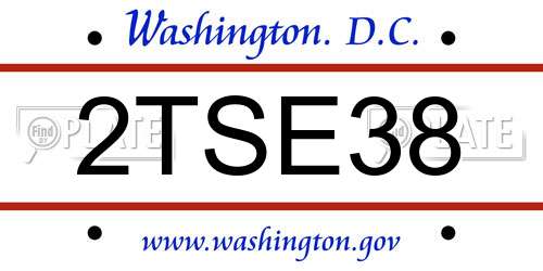 2TSE38 District Of Columbia License Plate