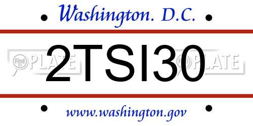 2TSI30 District Of Columbia License Plate