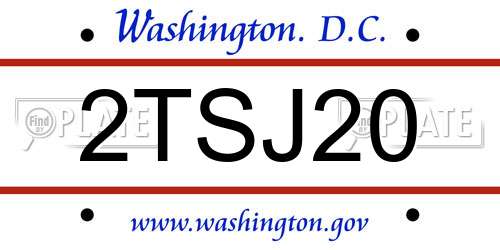 2TSJ20 District Of Columbia License Plate