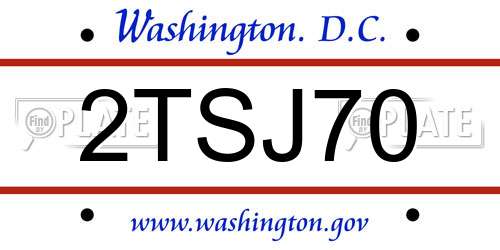 2TSJ70 District Of Columbia License Plate