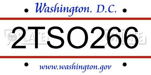 2TSO266 District Of Columbia License Plate