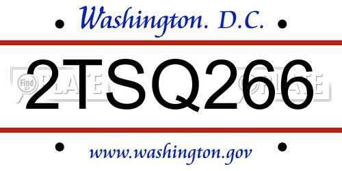 2TSQ266 District Of Columbia License Plate
