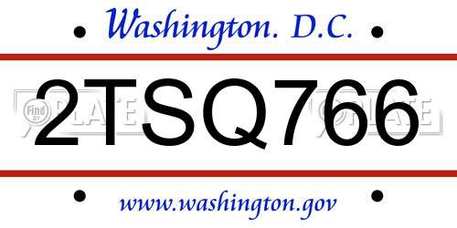 2TSQ766 District Of Columbia License Plate