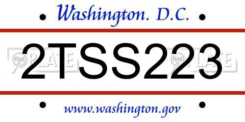 2TSS223 District Of Columbia License Plate