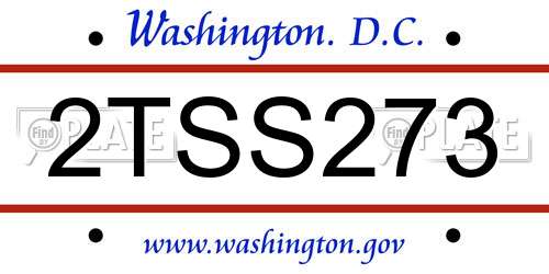 2TSS273 District Of Columbia License Plate