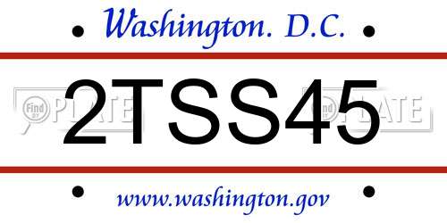 2TSS45 District Of Columbia License Plate