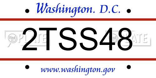 2TSS48 District Of Columbia License Plate