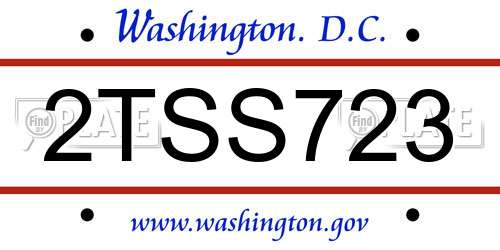 2TSS723 District Of Columbia License Plate